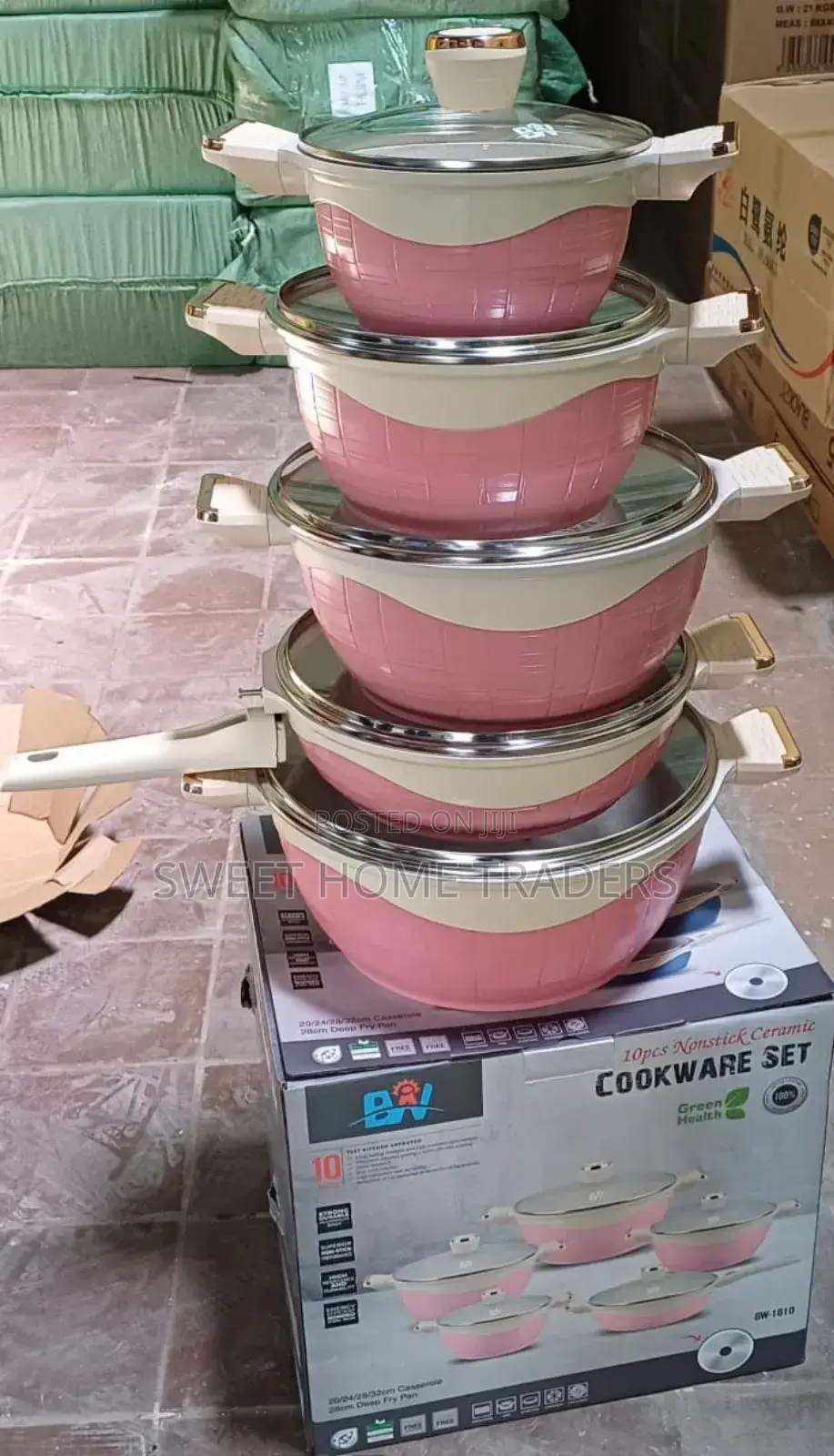 10pcs Ceramic Cookware Set With a Silicone Handle