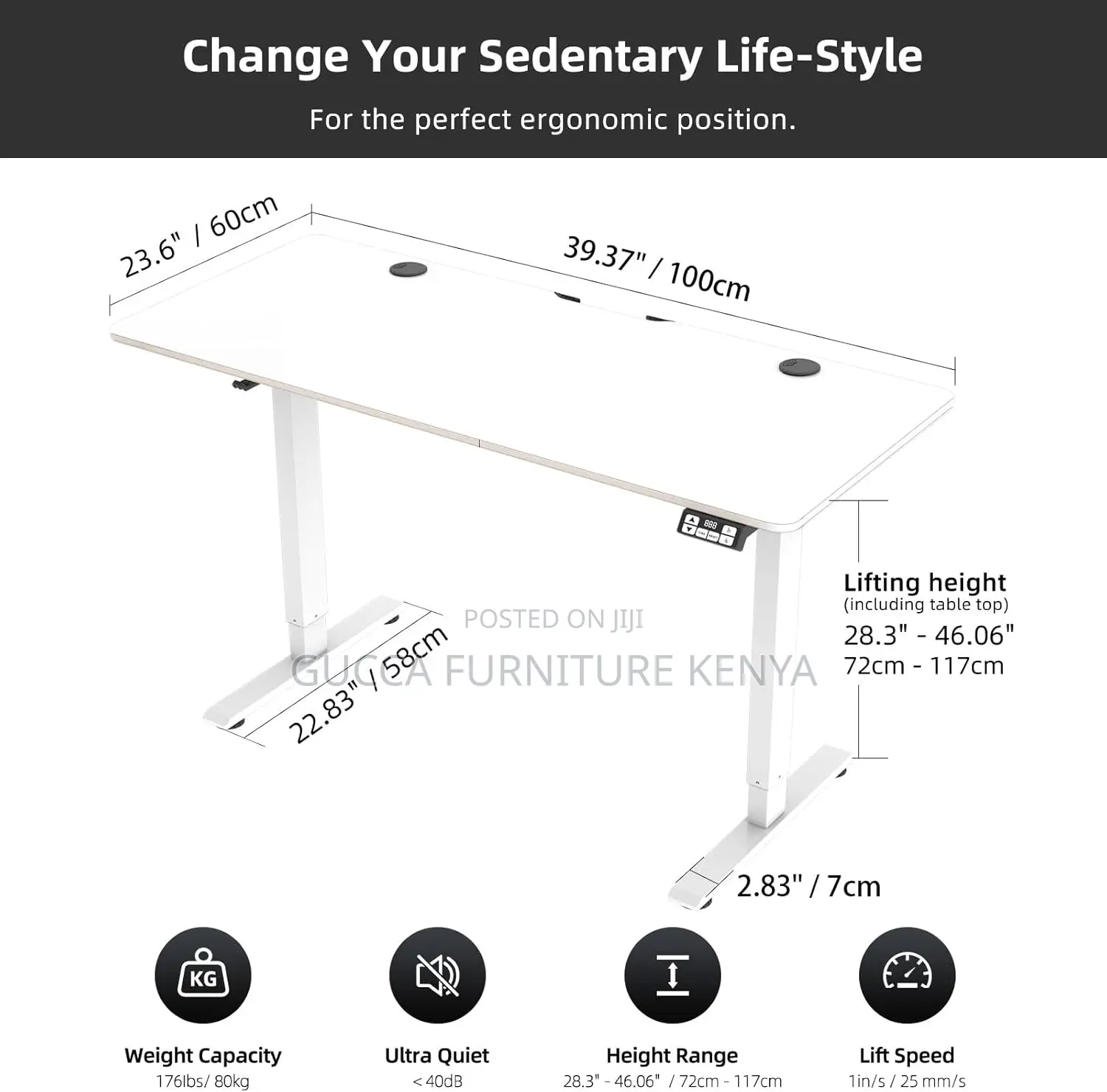 Office Tables:120cm Sit Stand Ergonomic Home Office Desk