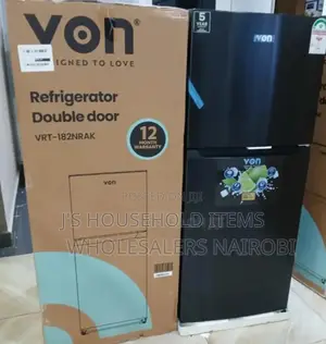 Von VRT-182NRAK Double Door Fridge - 181L, Dark Inox by Von