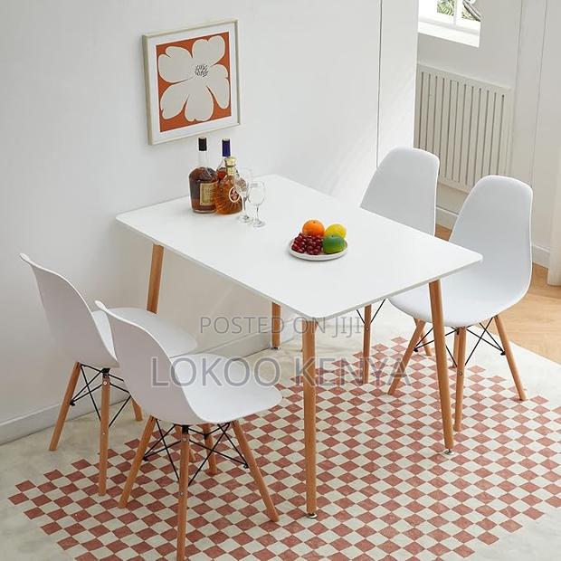 Dining Set: White Rectangle Wood Dining Table With Eames - thumbnail 5