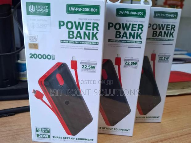 Lightwave Powerbank With Fast Charging Cable 20000mah 22.5W