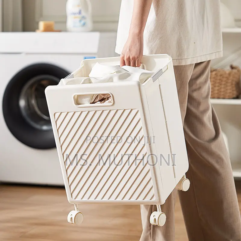 2pcs Foldable Laundry Hamper Basket With Wheels