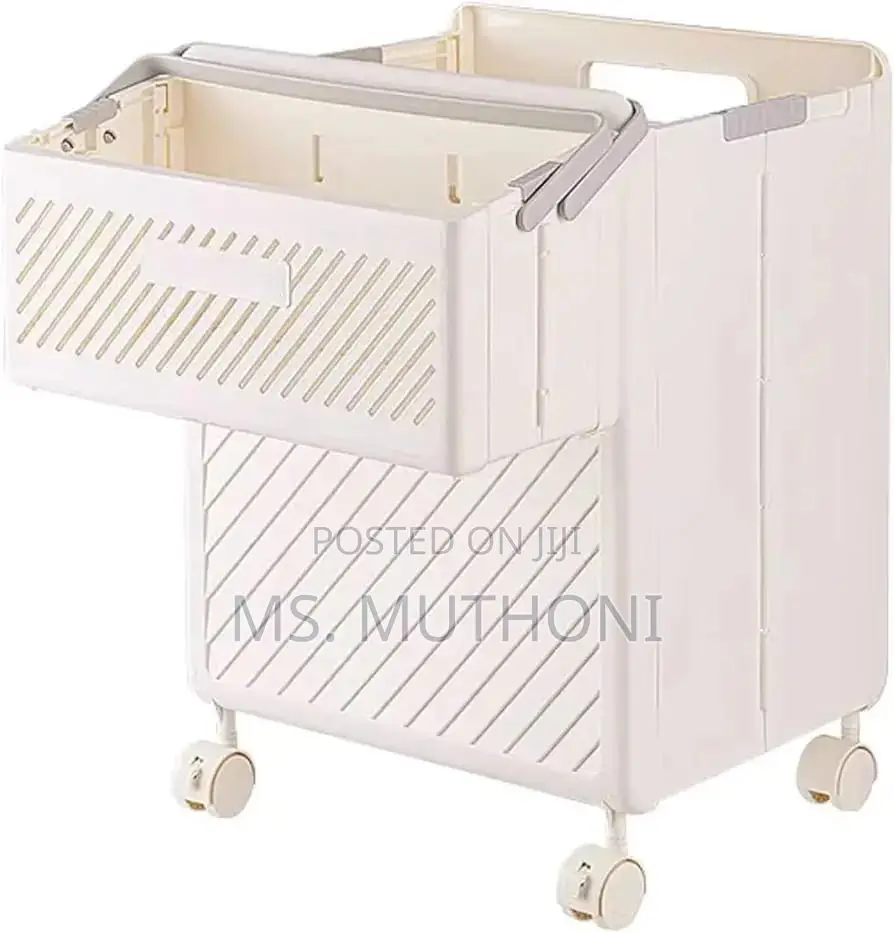 2pcs Foldable Laundry Hamper Basket With Wheels