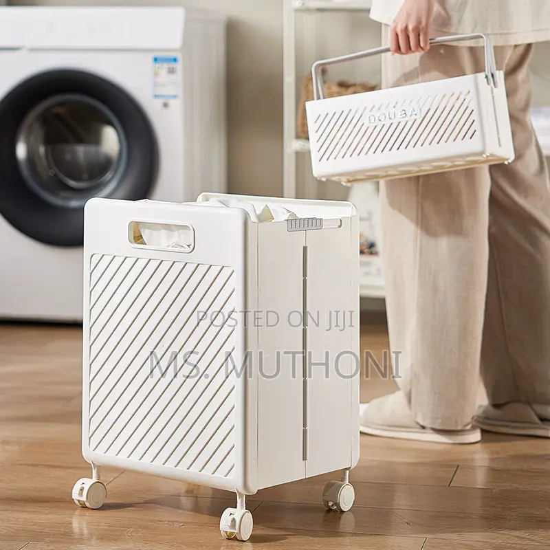 2pcs Foldable Laundry Hamper Basket With Wheels
