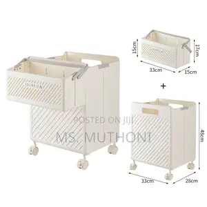 2pcs Foldable Laundry Hamper Basket With Wheels