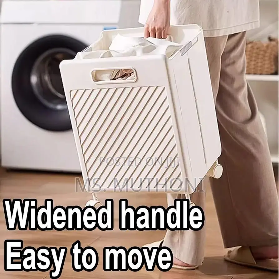 2pcs Foldable Laundry Hamper Basket With Wheels
