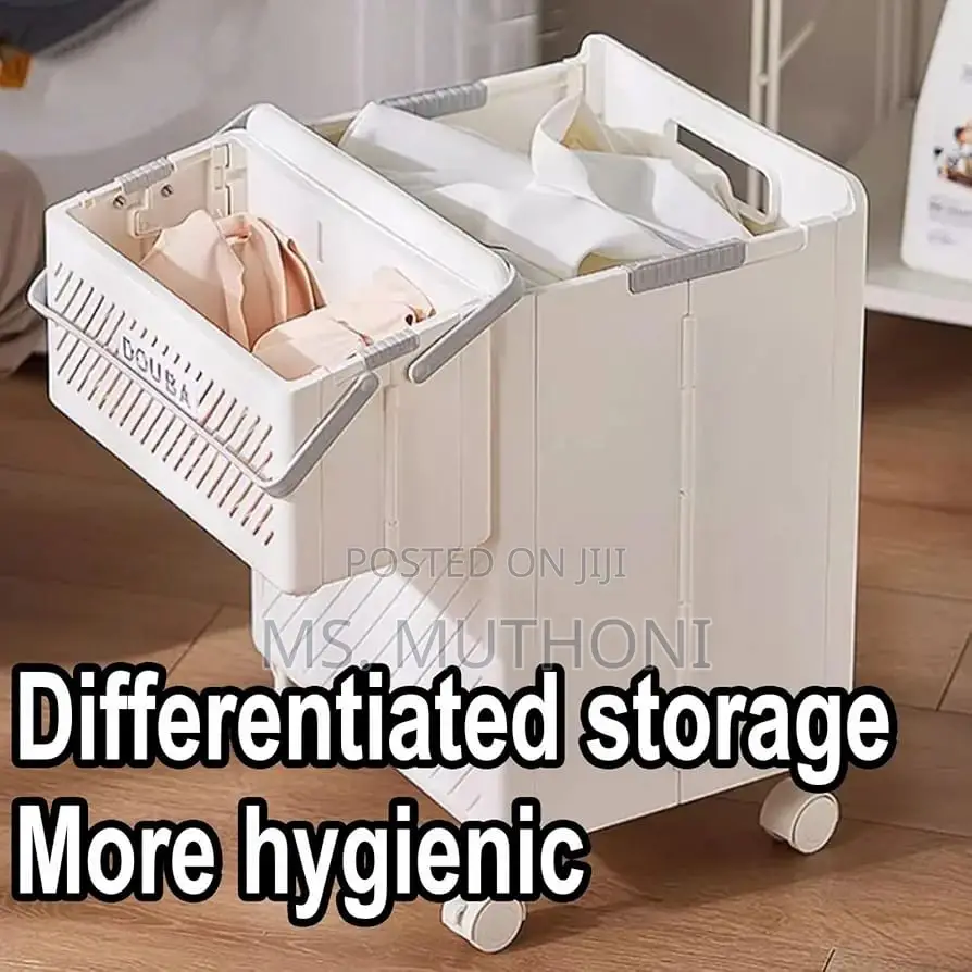 2pcs Foldable Laundry Hamper Basket With Wheels