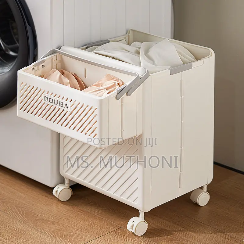 2pcs Foldable Laundry Hamper Basket With Wheels