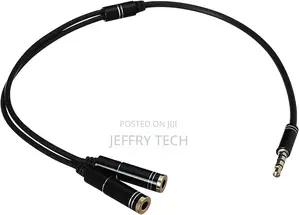 2 in 1 Male to Female Audio Splitter Cable, 10 Cm - Black