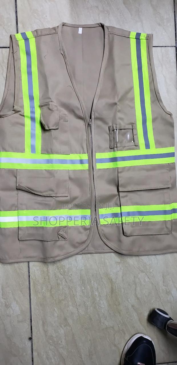 Beige Twill Customer Reflector Vest - main view