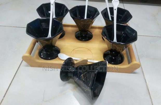 *Ice Cream Cups With Ceramic Spoons and Bamboo Rack - thumbnail 2