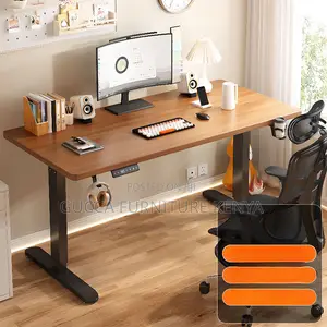Office Tables:120cm Walnut Wooden Computer Standing Desk
