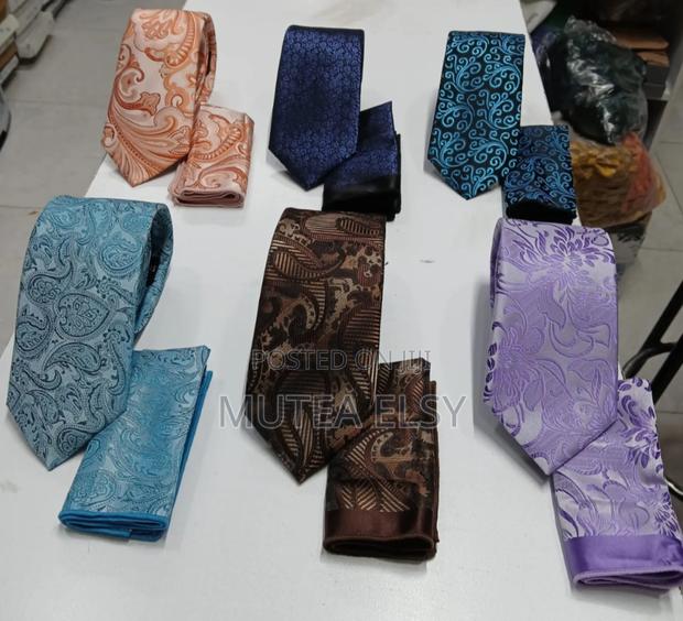 Coffee Brawn Peach Tea Drop Tie Sets - thumbnail 3