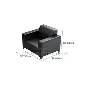 Sofas: Modern Modish Black Leather Reception Sofa Set