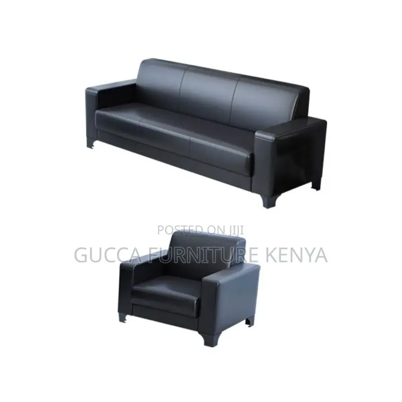 Sofas: Modern Modish Black Leather Reception Sofa Set