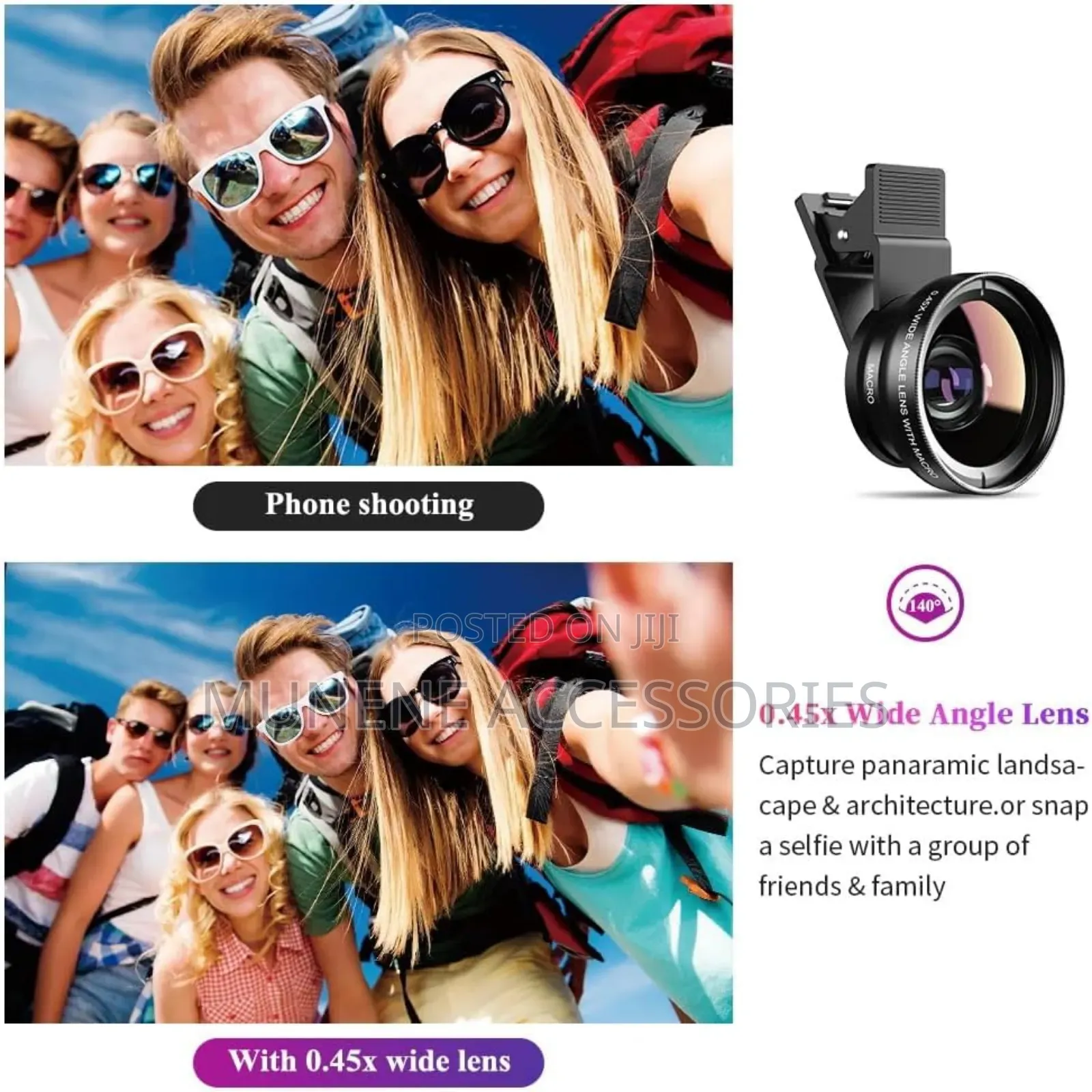 2in1 Phone Magnifying Clip on Lens 0.45x Wide 15x Macro Lens