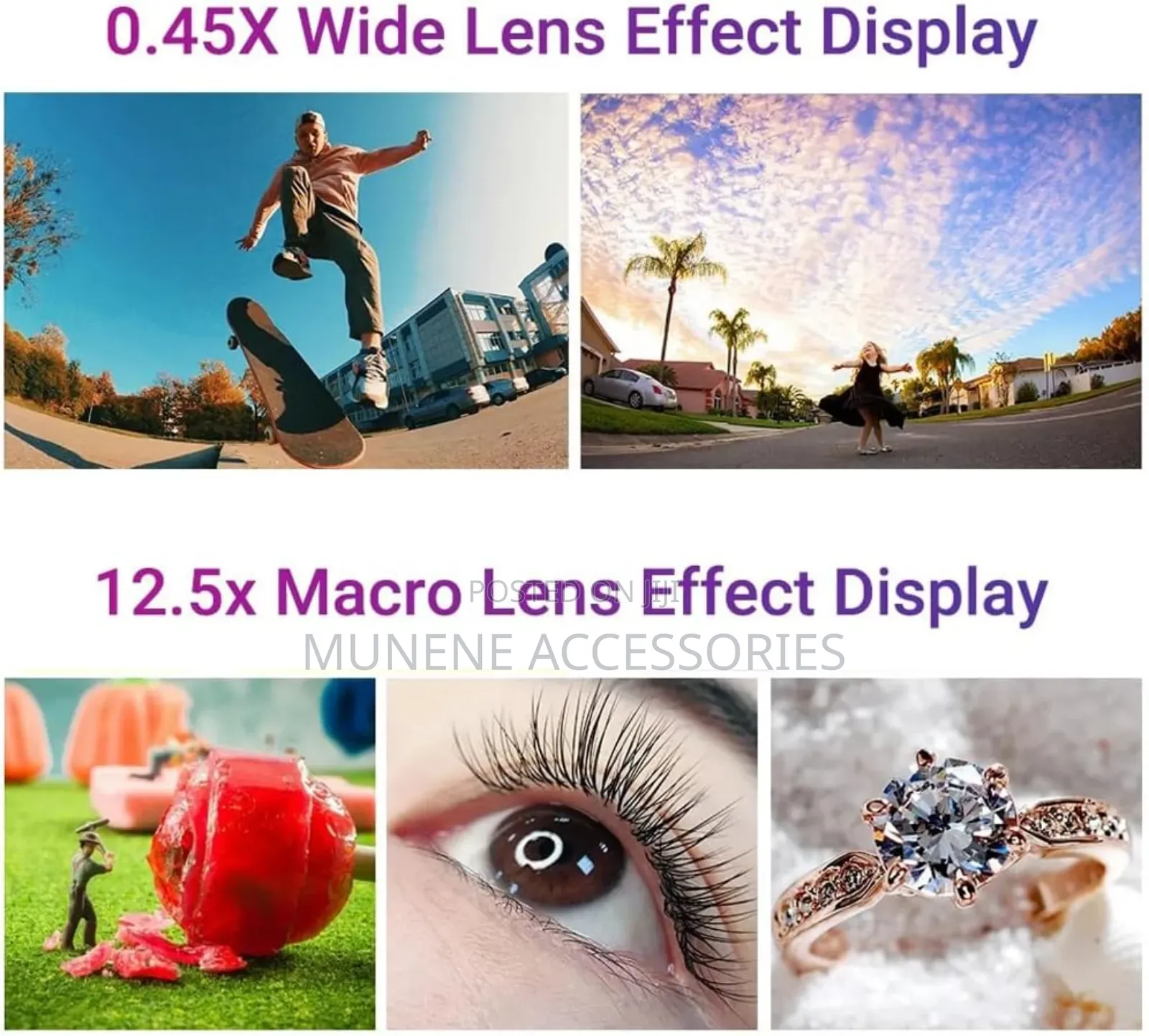 2in1 Phone Magnifying Clip on Lens 0.45x Wide 15x Macro Lens