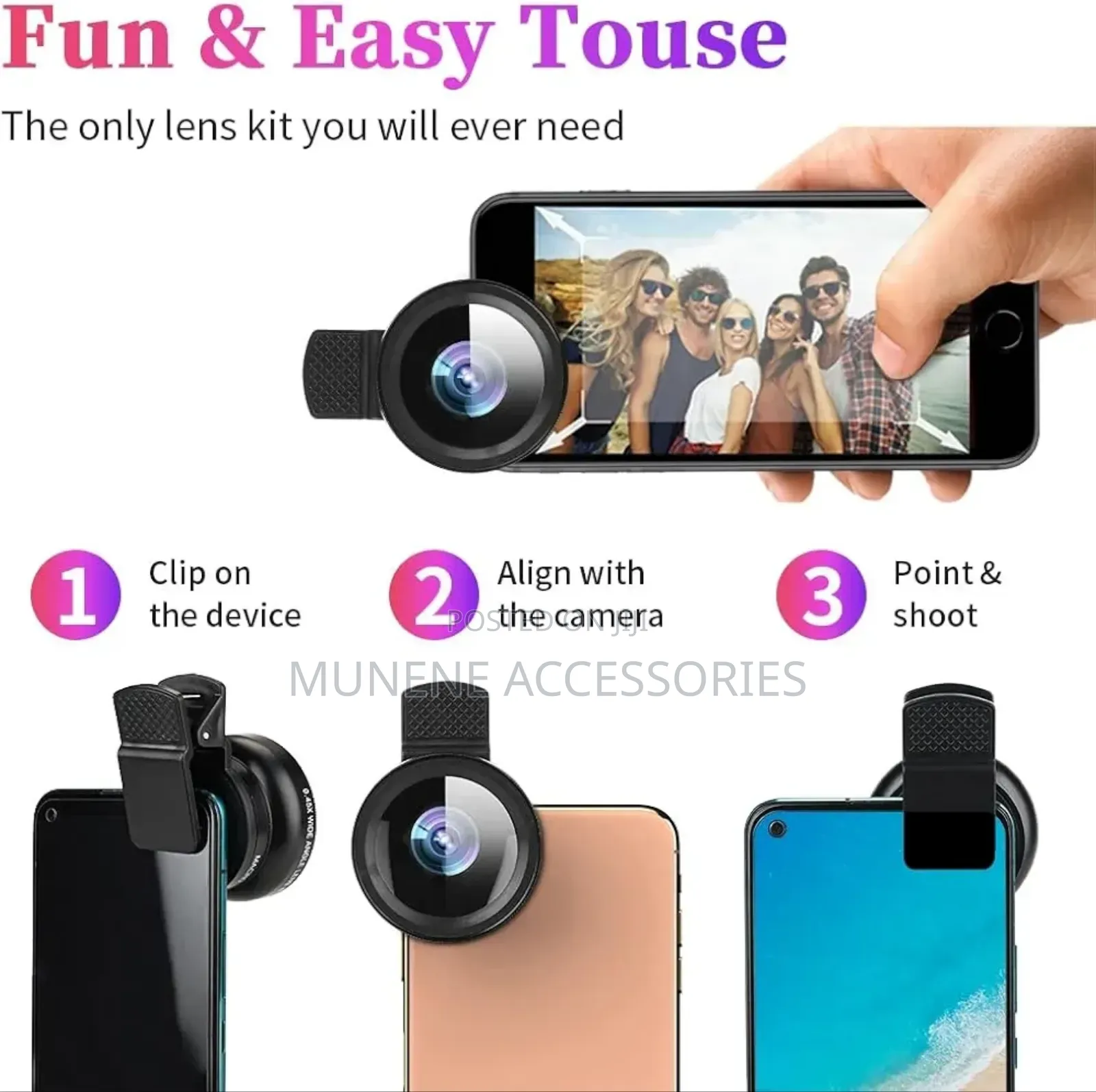 2in1 Phone Magnifying Clip on Lens 0.45x Wide 15x Macro Lens