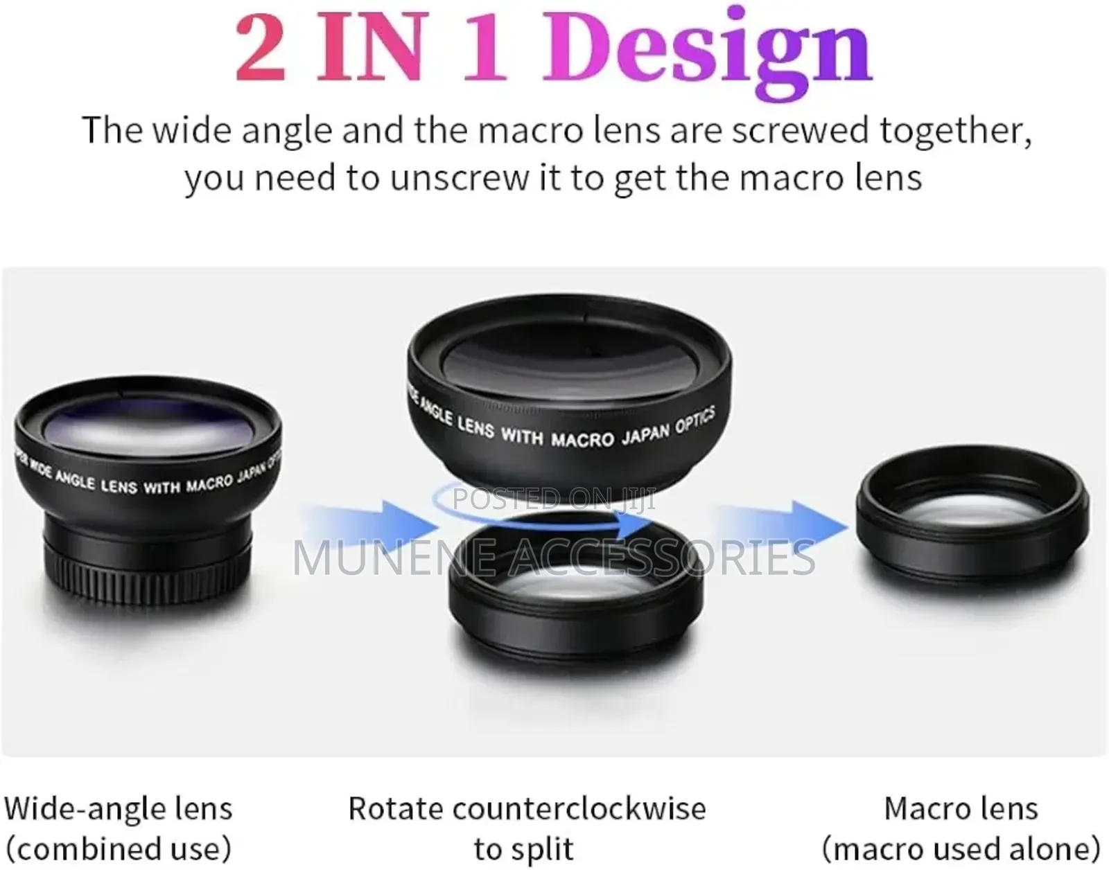 2in1 Phone Magnifying Clip on Lens 0.45x Wide 15x Macro Lens