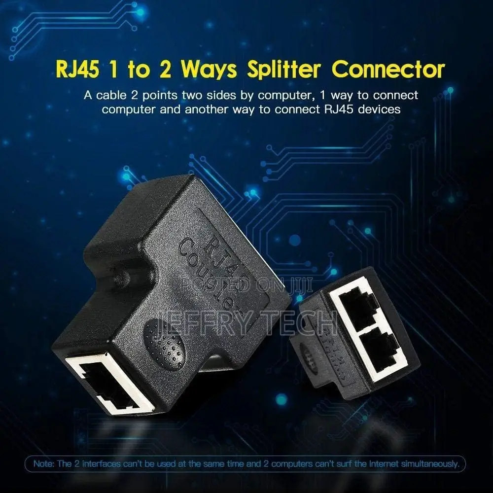 RJ45 1 to 2 Female Ports Splitter Adapter