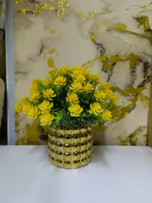 Beautiful Yellow Bonsai in a Gold Vase