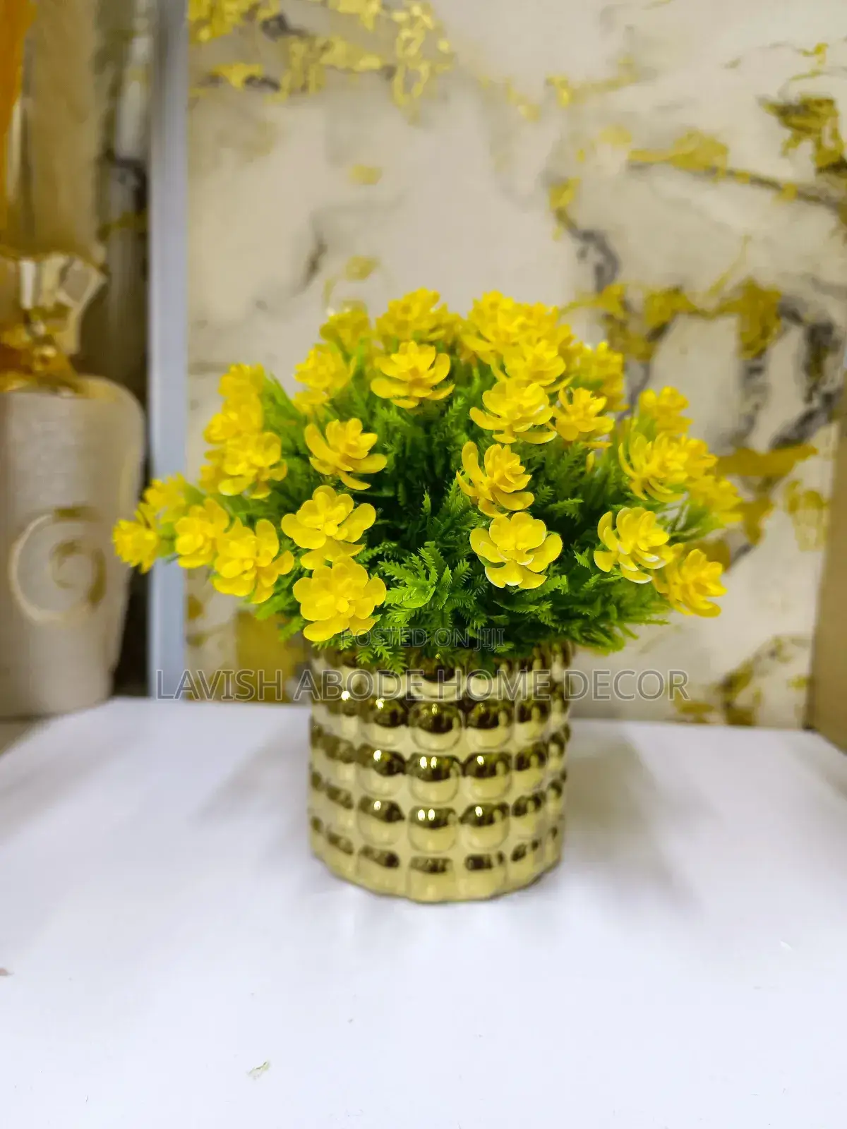Beautiful Yellow Bonsai in a Gold Vase