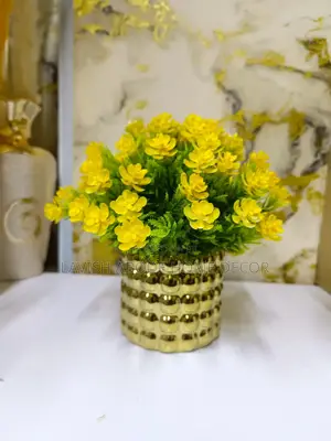 Beautiful Yellow Bonsai in a Gold Vase