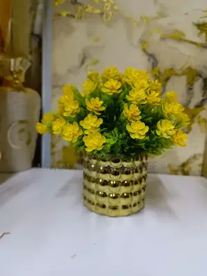 Beautiful Yellow Bonsai in a Gold Vase