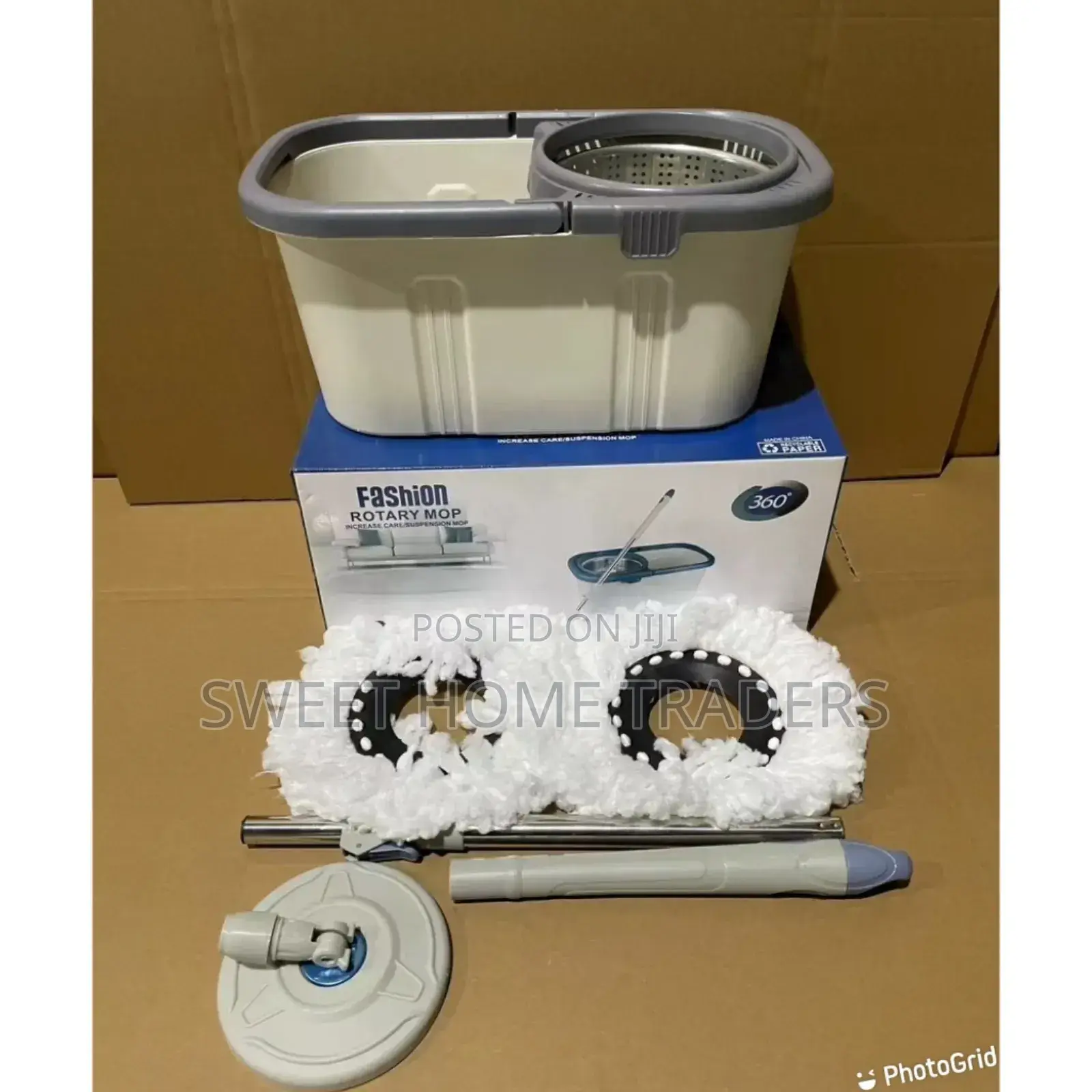 Bucket Washer Spin Cleaning Mop Grey