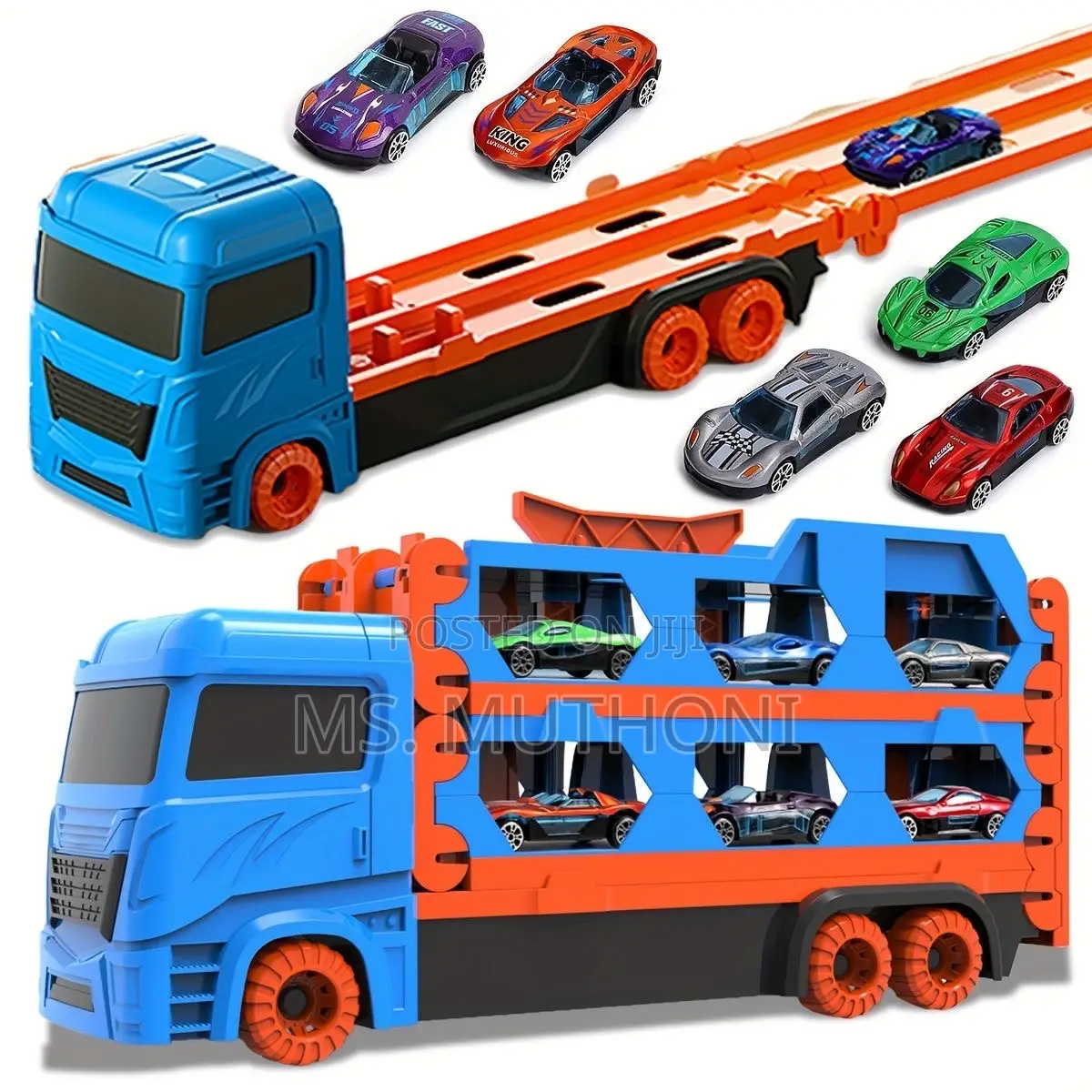 1.6 M Transport Truck With 6 Die Cast Cars