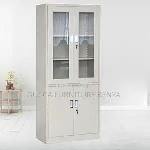 Cabinets: Storage Cabinet With Upper Glass Two Door