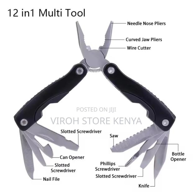 12 in 1 Hand Tool Multi Purpose Pliers Screwdrivers Cutter - thumbnail 3
