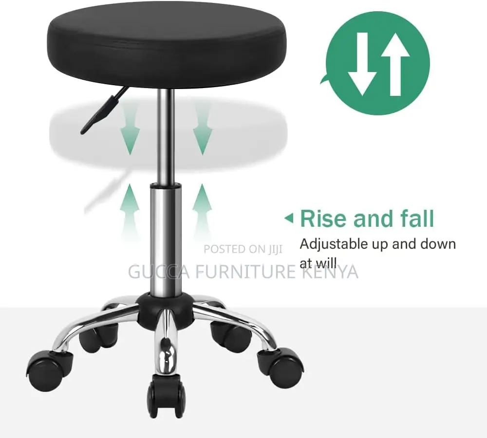 Home Chairs: Black Adjustable Salon Rolling Stool