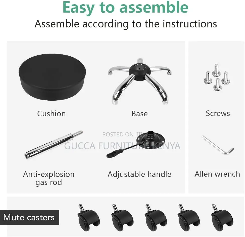Home Chairs: Black Adjustable Salon Rolling Stool