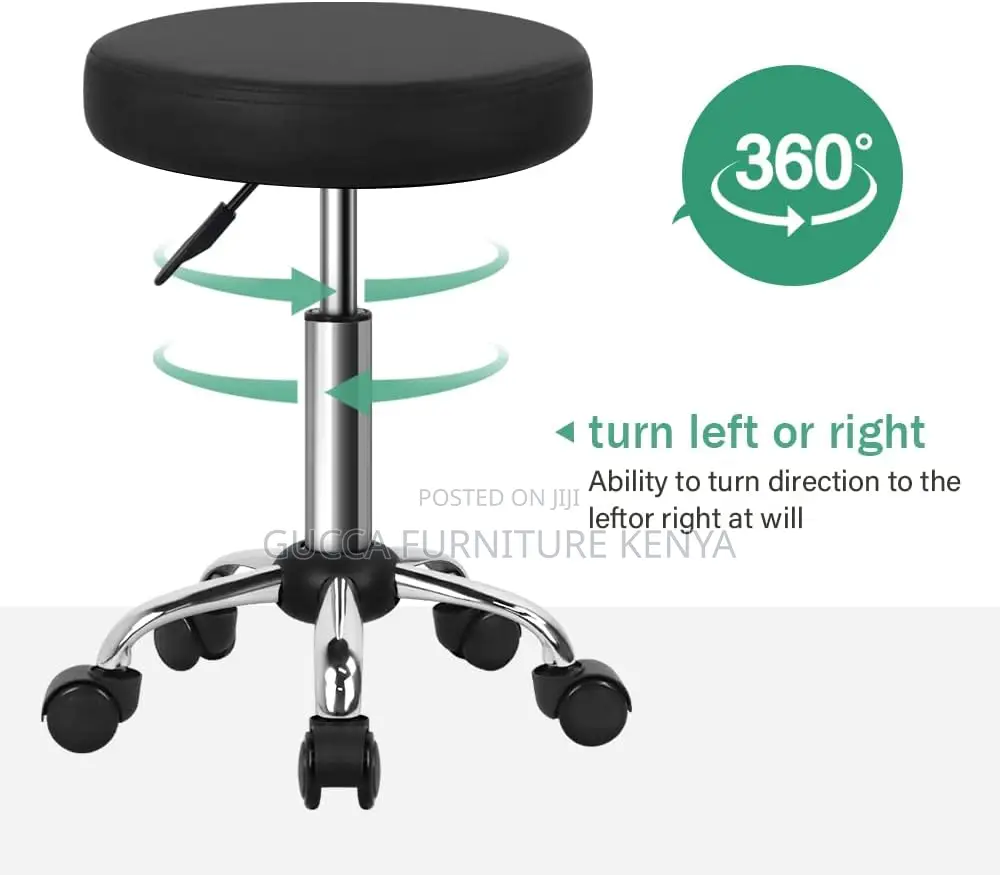 Home Chairs: Black Adjustable Salon Rolling Stool