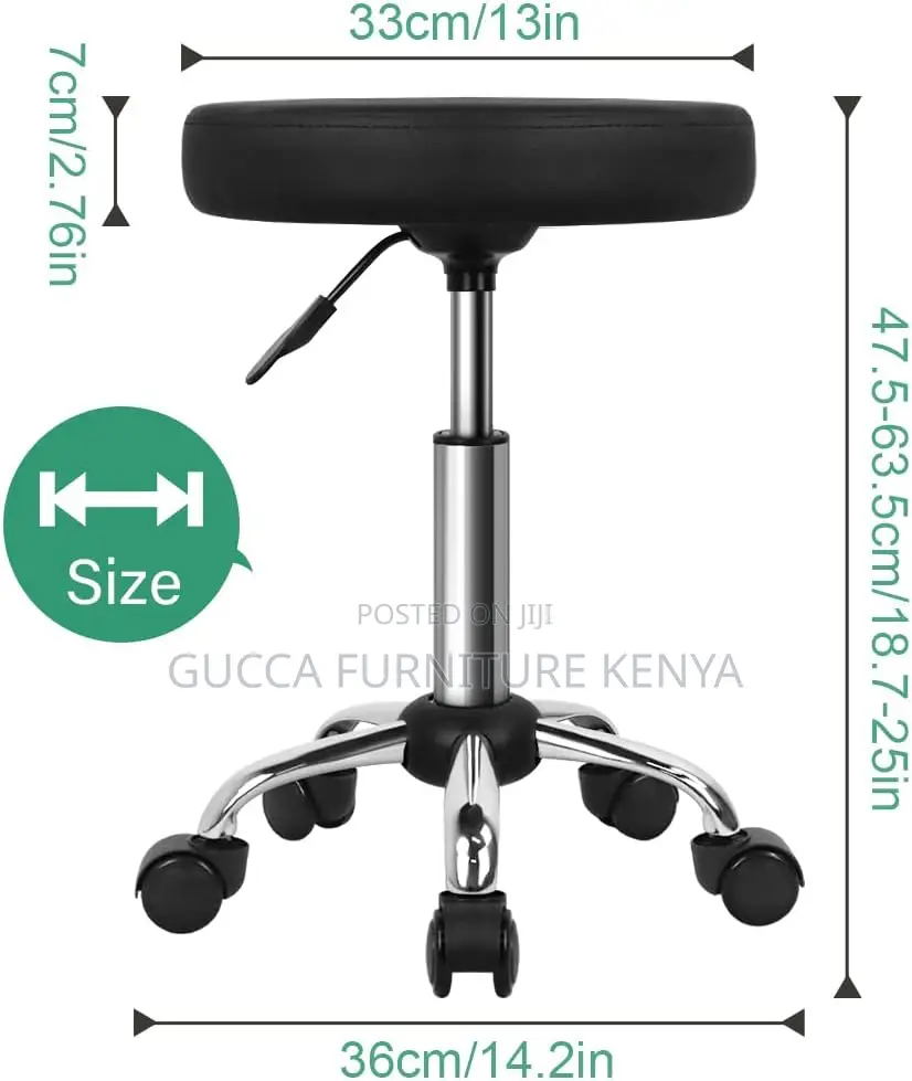 Home Chairs: Black Adjustable Salon Rolling Stool