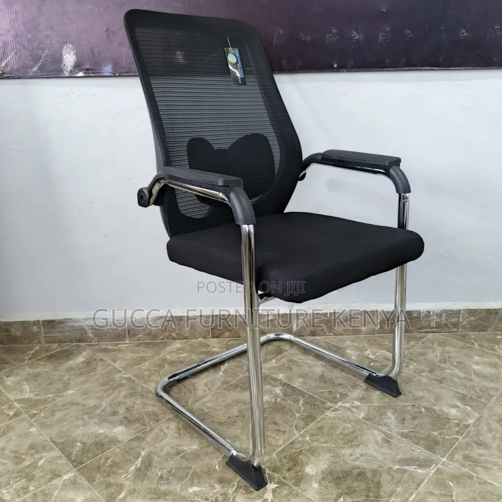 Office Chairs: Cantilever Mesh Waiting Customer Chair