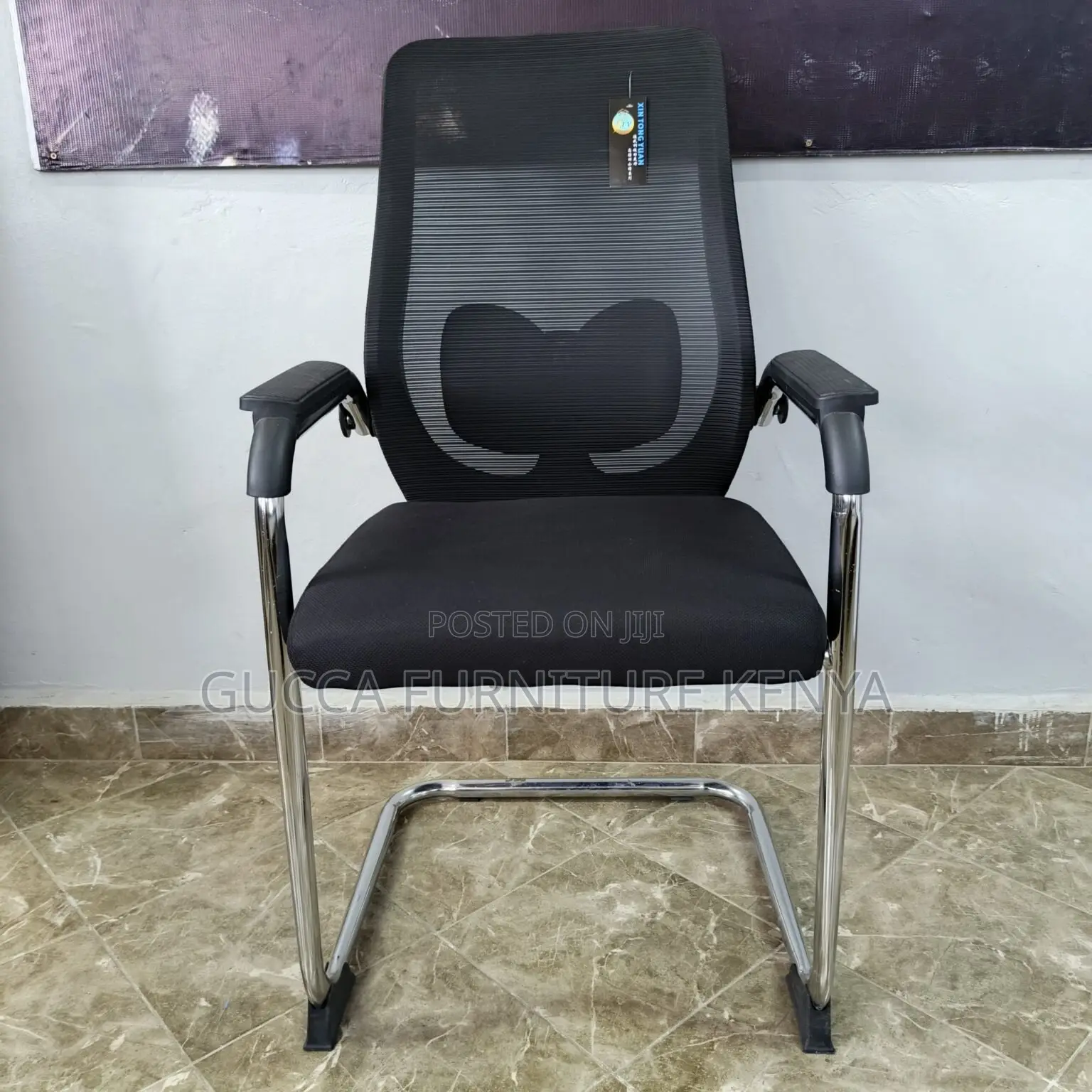 Office Chairs: Cantilever Mesh Waiting Customer Chair