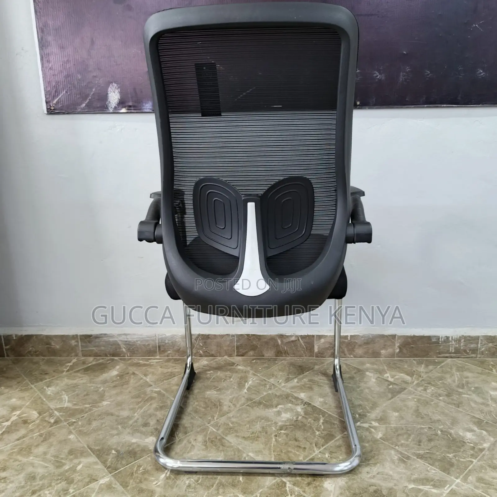 Office Chairs: Cantilever Mesh Waiting Customer Chair