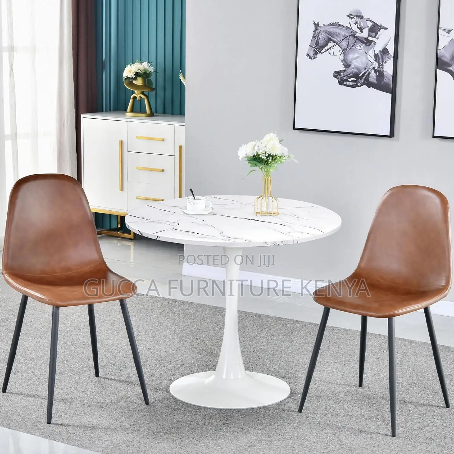 Dining Tables: White Faux Marble Kitchen Dining Table
