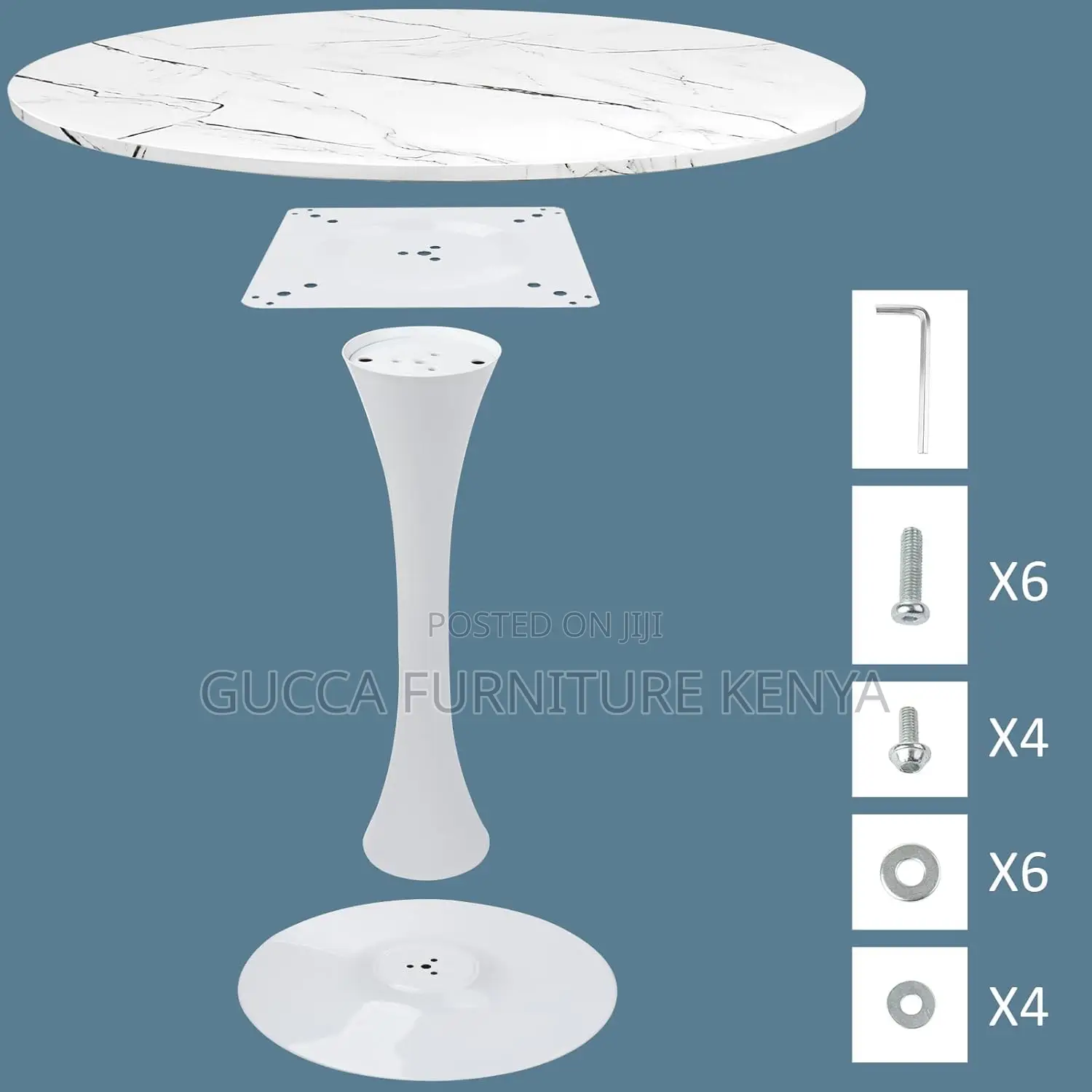 Dining Tables: White Faux Marble Kitchen Dining Table