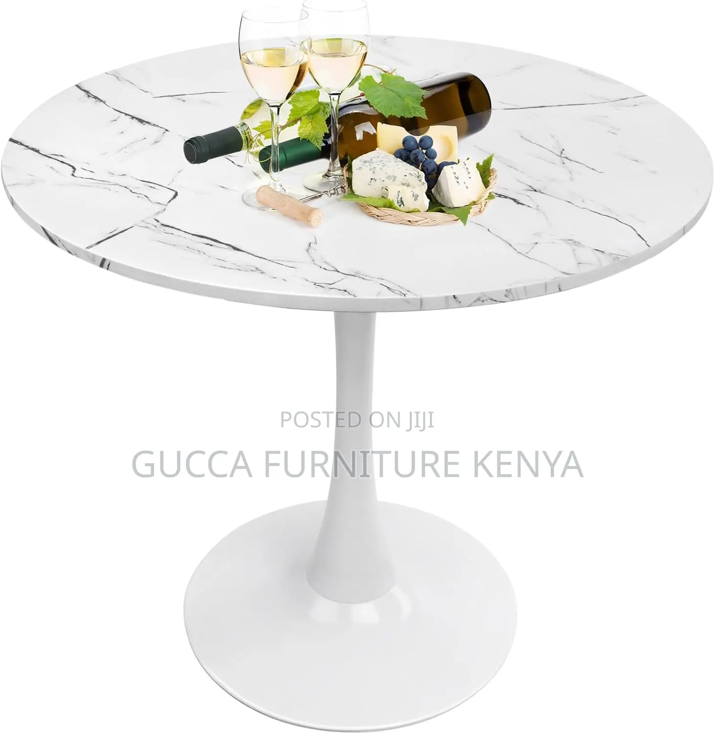 Dining Tables: White Faux Marble Kitchen Dining Table