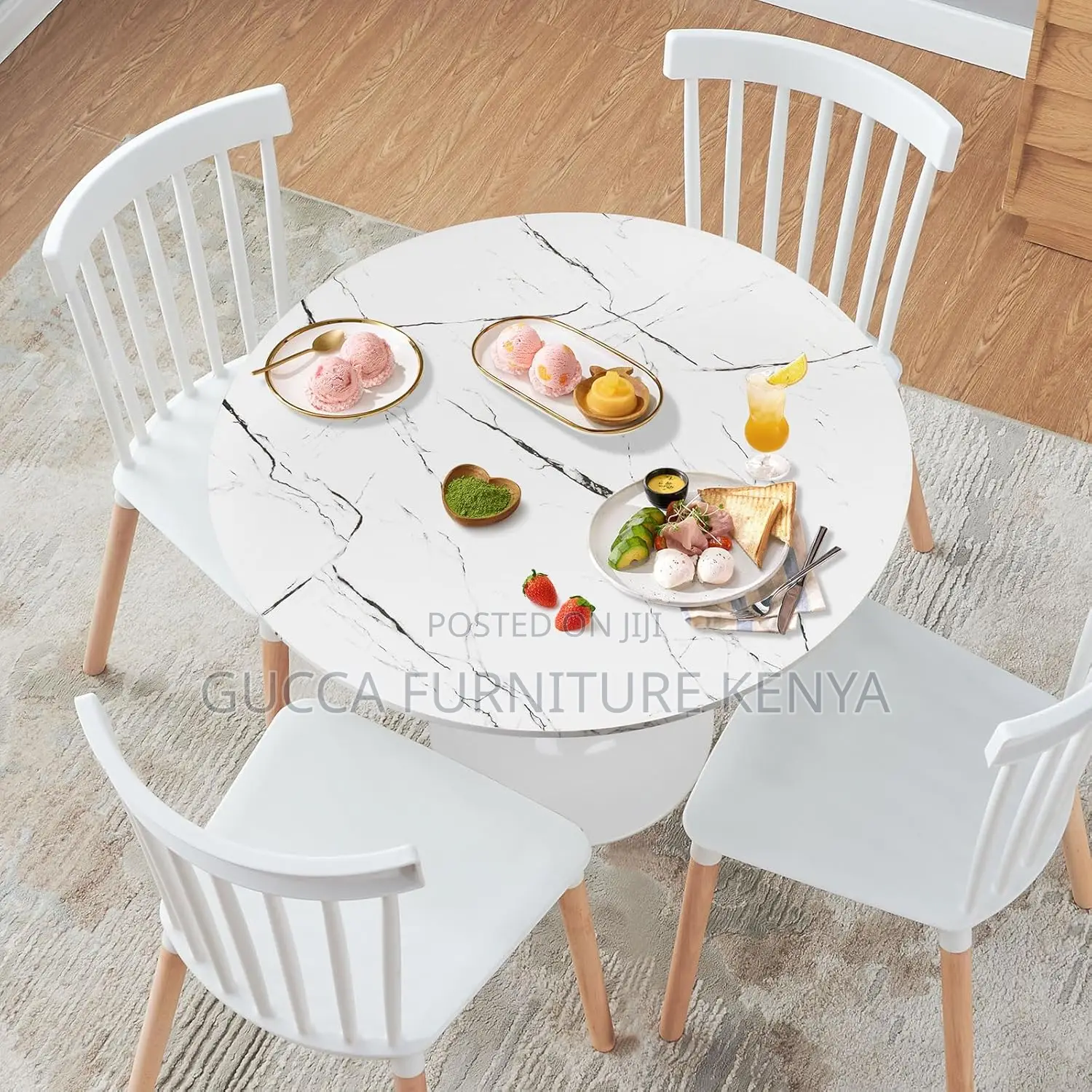 Dining Tables: White Faux Marble Kitchen Dining Table