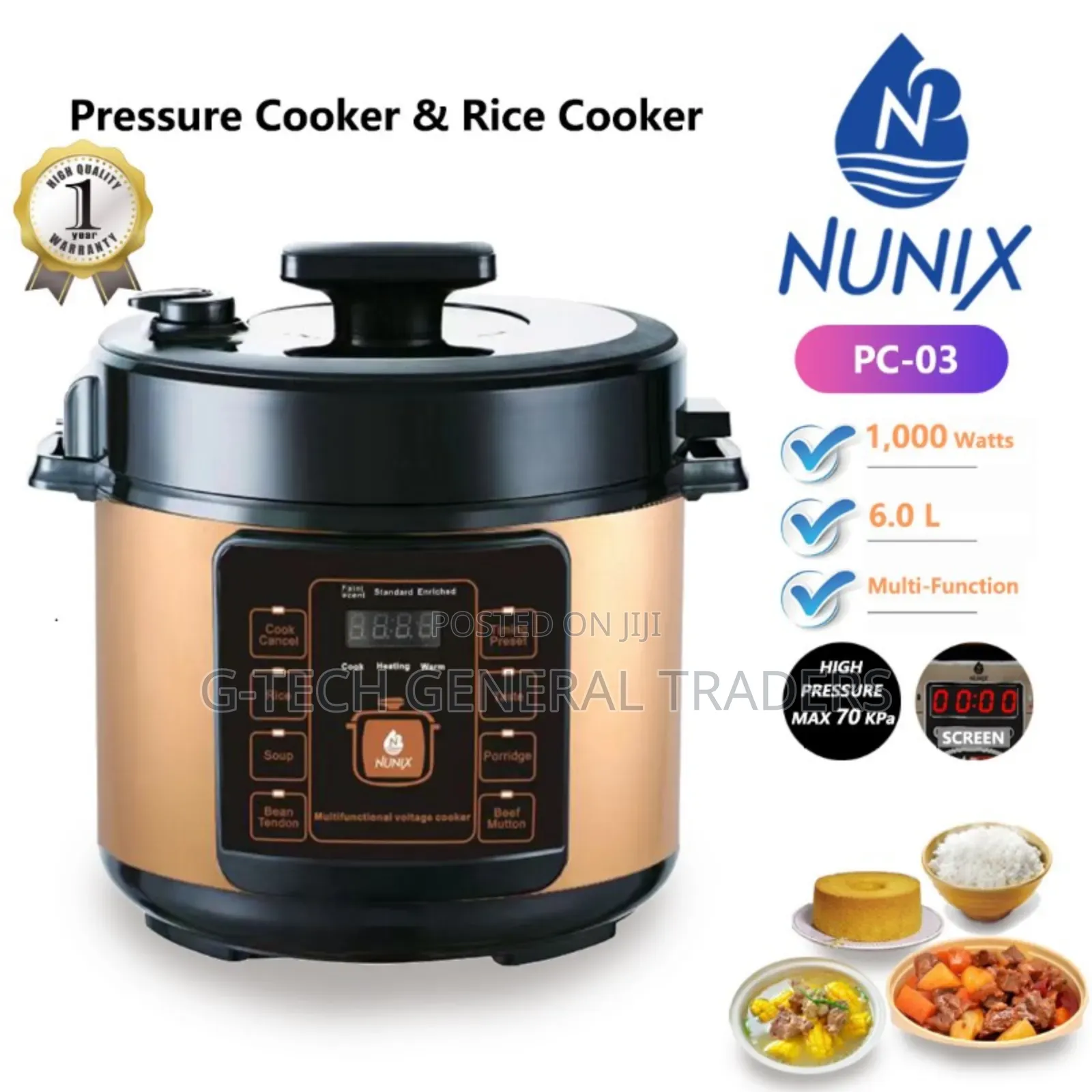 Nunix Pc-03 Pressure Cooker and Rice Cooker-6l