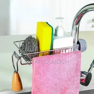 Stainless Steel Faucet Rack / Sink Tidy With Towel Rack