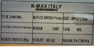 K-Max Italy Air Compressor 500L 3 Phase 10HP Motor