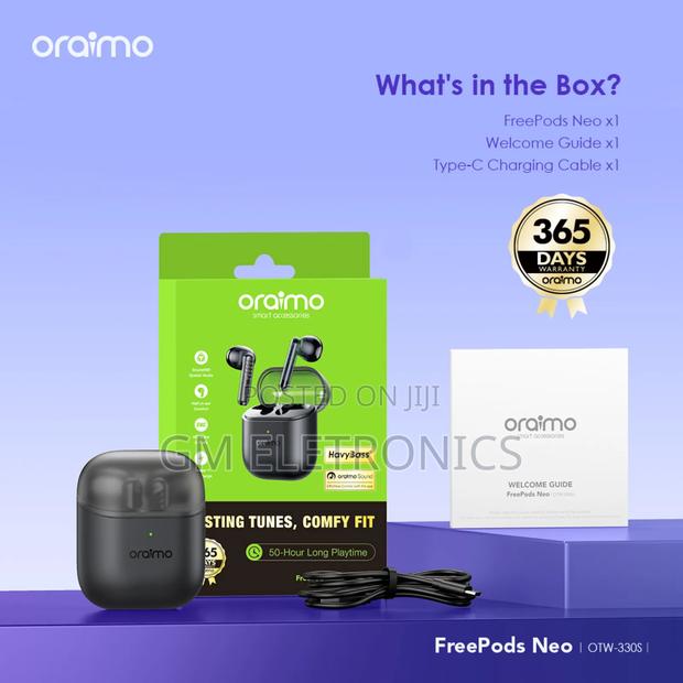 Oraimo Freepods Neo Half In Ear True Wireless Earbuds- Black - thumbnail 3