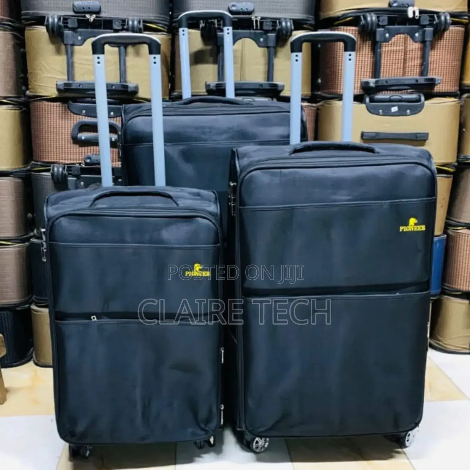 Black 3 in 1 Fabric Laxurious Suitcase Briefcase Travel Bag