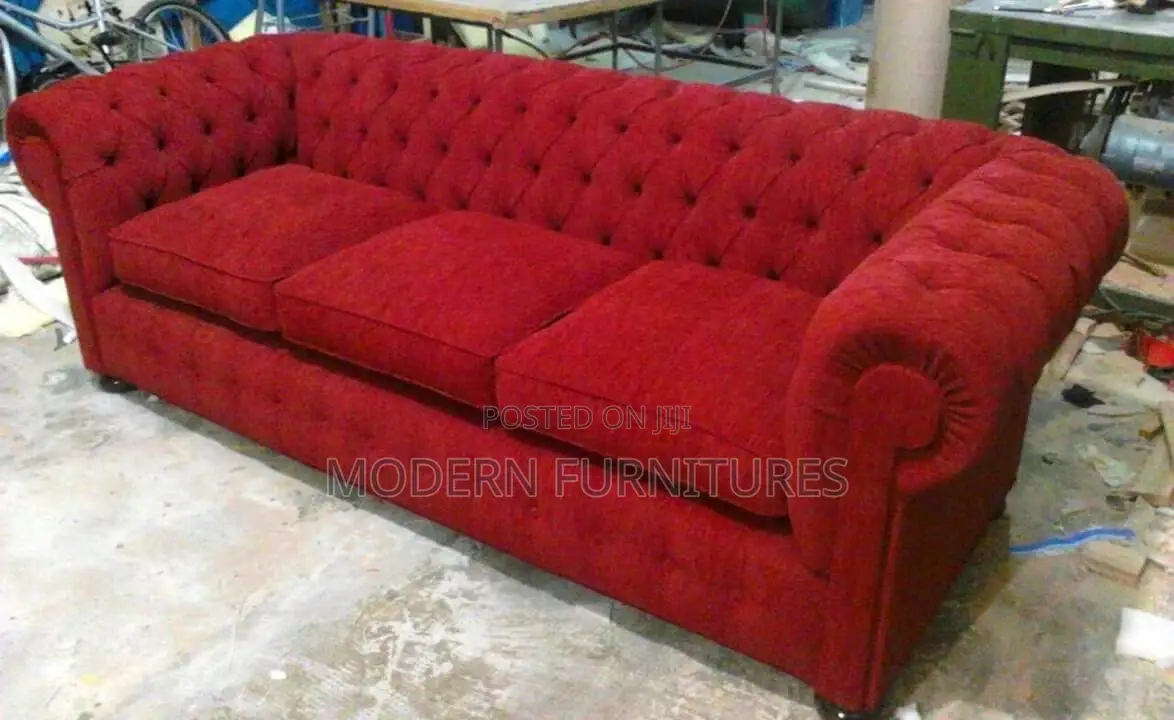 Classic 3 Seater Chester Sofa,Red