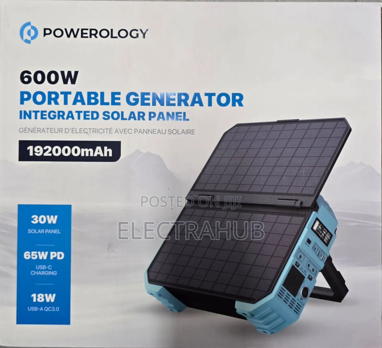 Powerology Power Generator 600W With Integrated Solar Panel